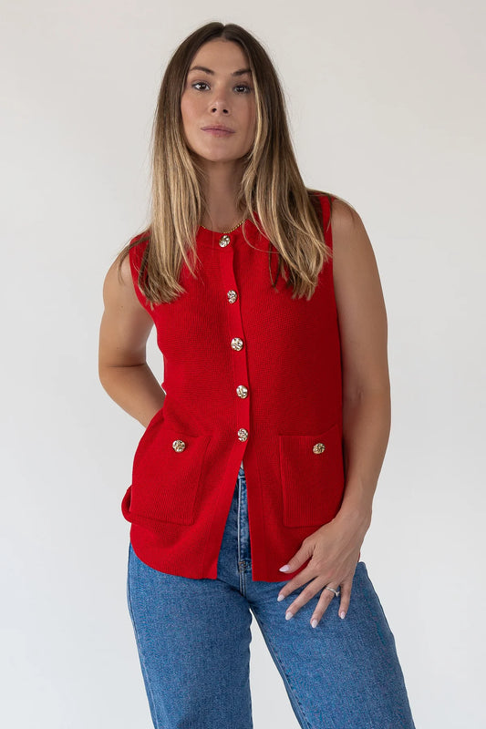 Tricia | Red Knit Vest